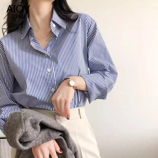Classic striped women's blouses